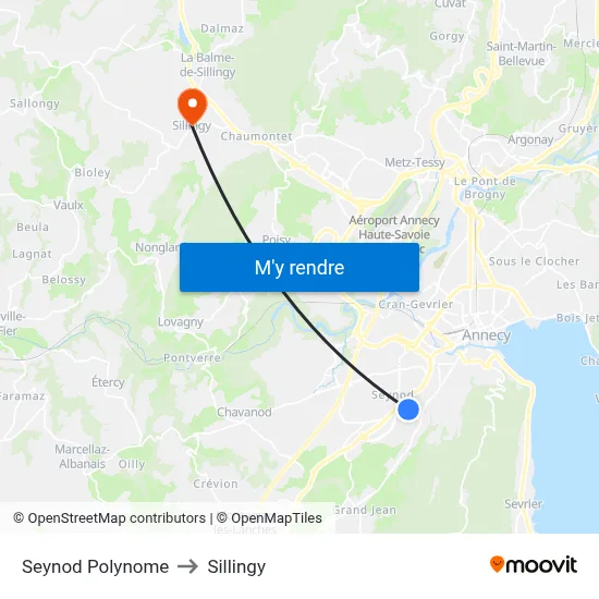 Seynod Polynome to Sillingy map