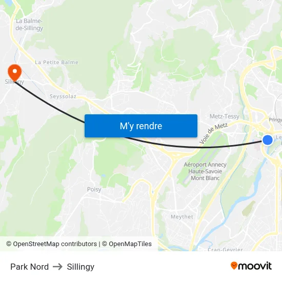 Park Nord to Sillingy map