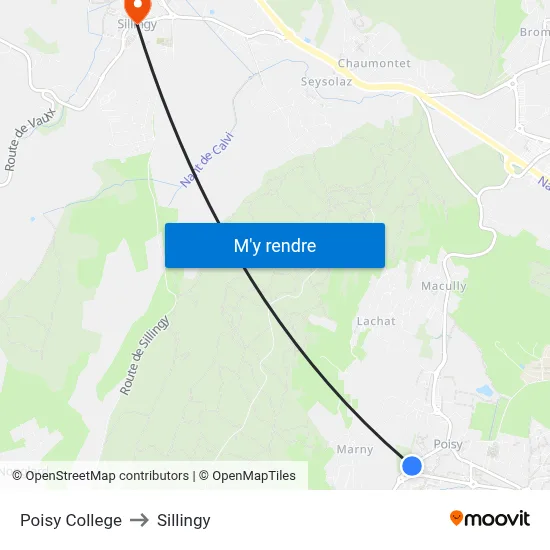 Poisy College to Sillingy map