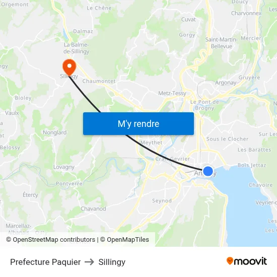 Prefecture Paquier to Sillingy map