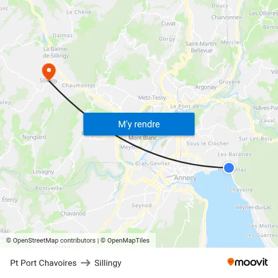 Pt Port Chavoires to Sillingy map