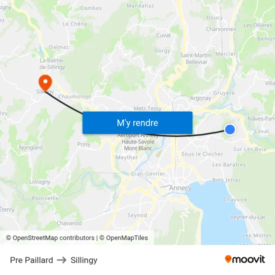 Pre Paillard to Sillingy map