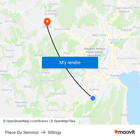 Place Du Semnoz to Sillingy map