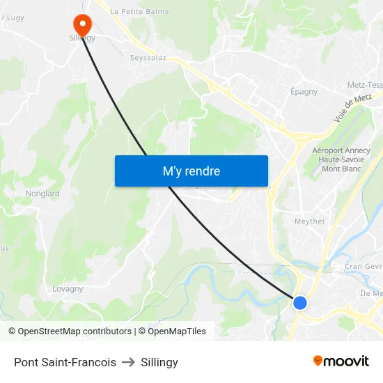 Pont Saint-Francois to Sillingy map