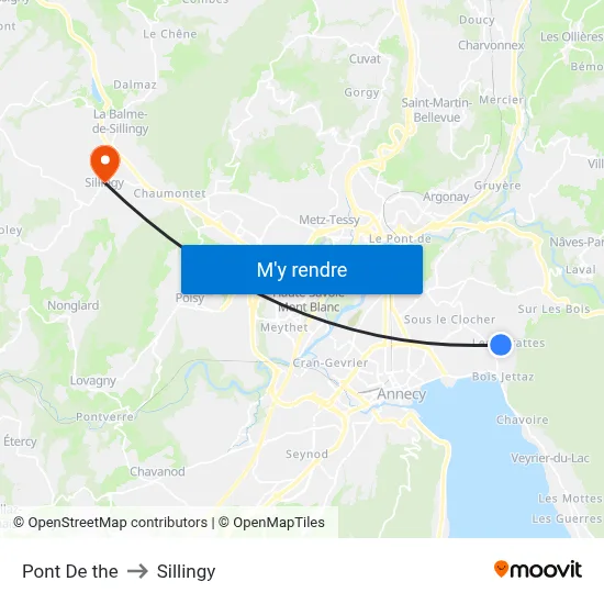 Pont De the to Sillingy map