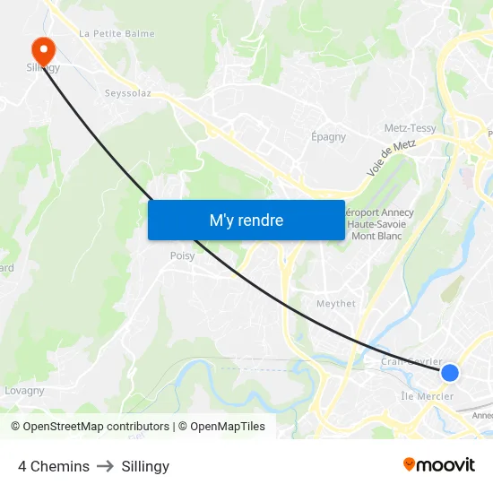 4 Chemins to Sillingy map