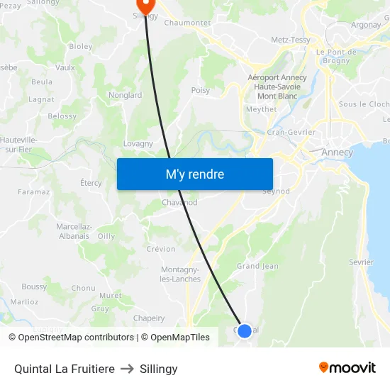 Quintal La Fruitiere to Sillingy map