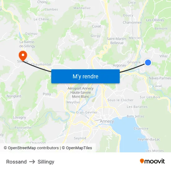 Rossand to Sillingy map