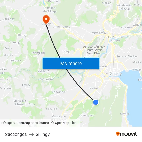 Sacconges to Sillingy map