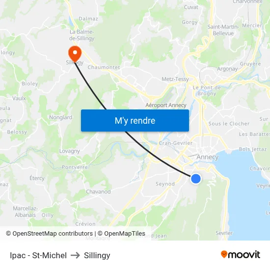 Ipac - St-Michel to Sillingy map