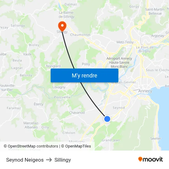 Seynod Neigeos to Sillingy map