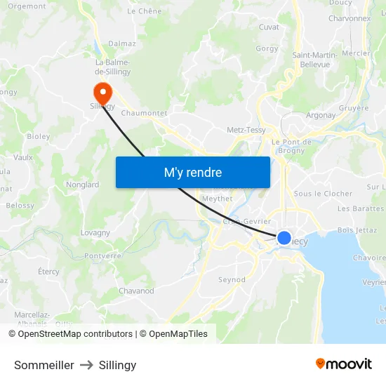 Sommeiller to Sillingy map