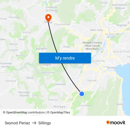Seynod Periaz to Sillingy map