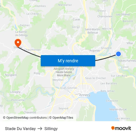 Stade Du Varday to Sillingy map