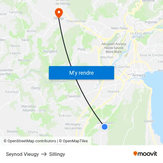 Seynod Vieugy to Sillingy map