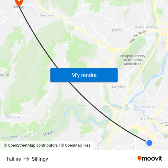 Taillee to Sillingy map