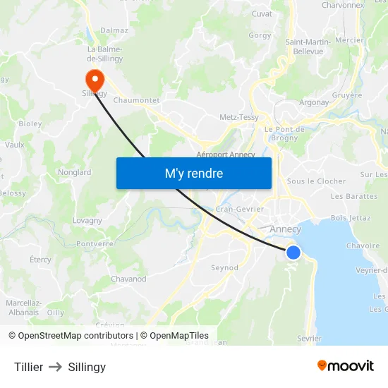 Tillier to Sillingy map