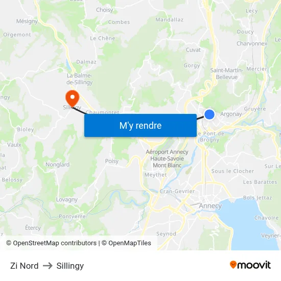 Zi Nord to Sillingy map