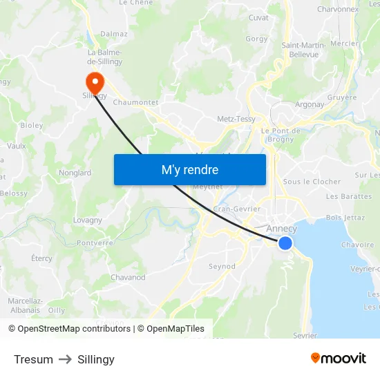 Tresum to Sillingy map