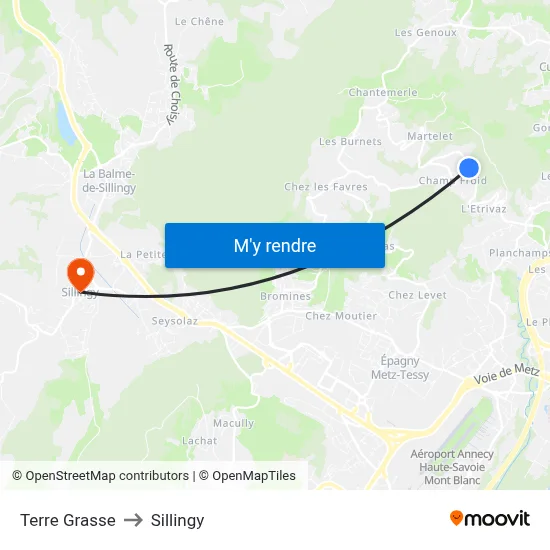 Terre Grasse to Sillingy map