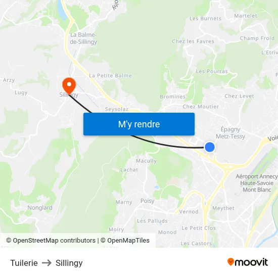 Tuilerie to Sillingy map