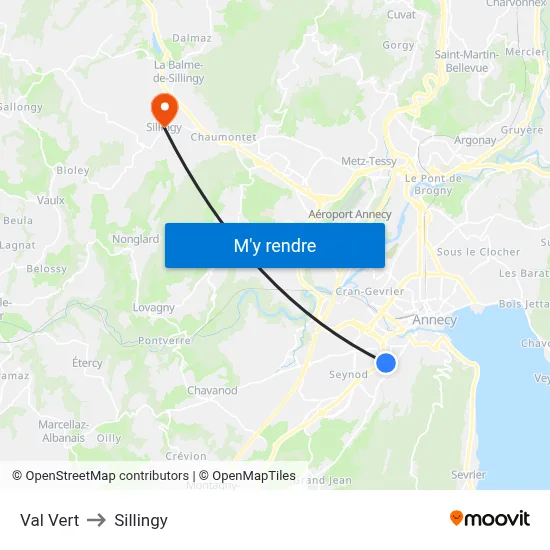 Val Vert to Sillingy map