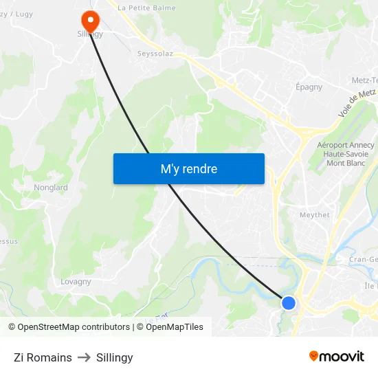 Zi Romains to Sillingy map