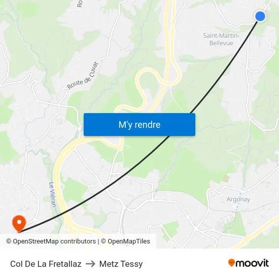 Col De La Fretallaz to Metz Tessy map