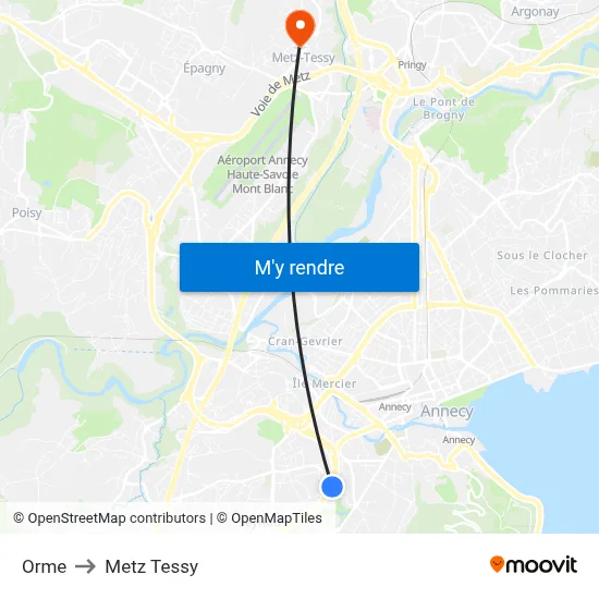 Orme to Metz Tessy map