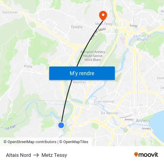 Altais Nord to Metz Tessy map