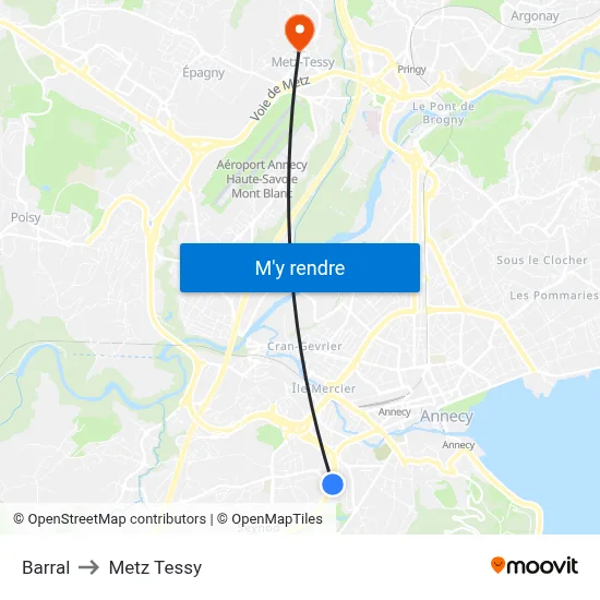 Barral to Metz Tessy map