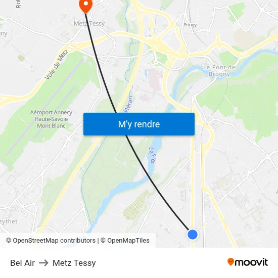Bel Air to Metz Tessy map