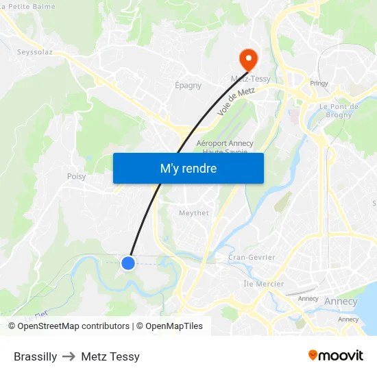 Brassilly to Metz Tessy map