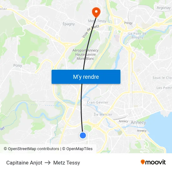 Capitaine Anjot to Metz Tessy map