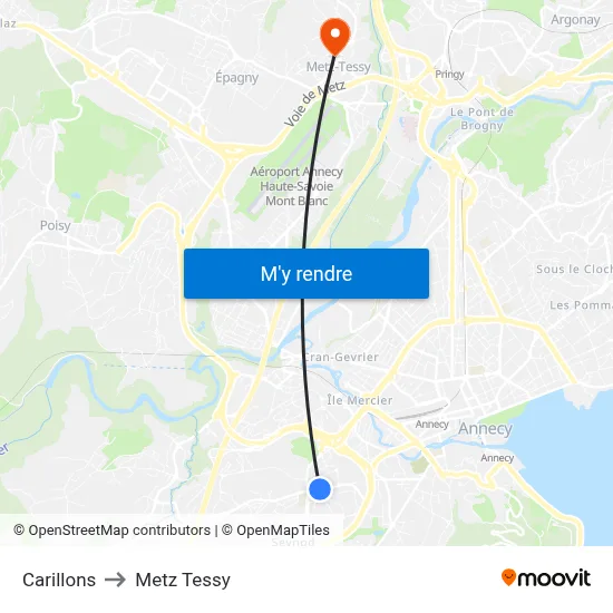 Carillons to Metz Tessy map