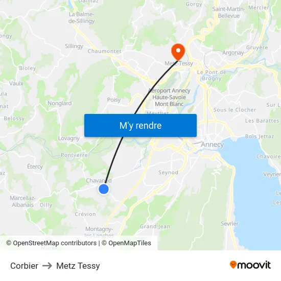 Corbier to Metz Tessy map