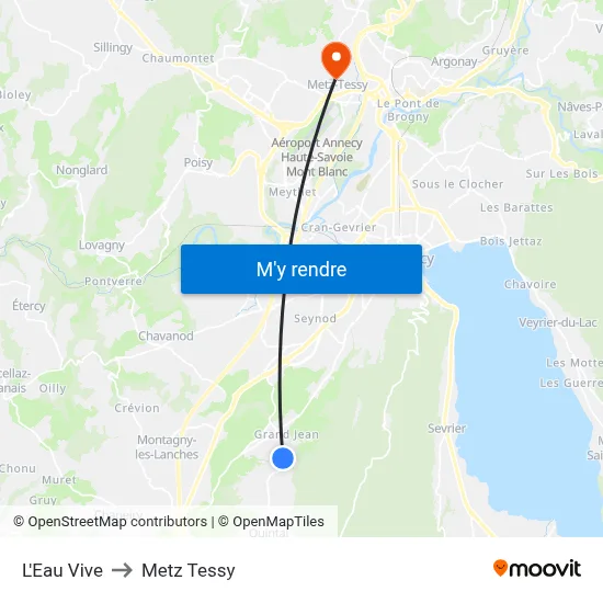 L'Eau Vive to Metz Tessy map