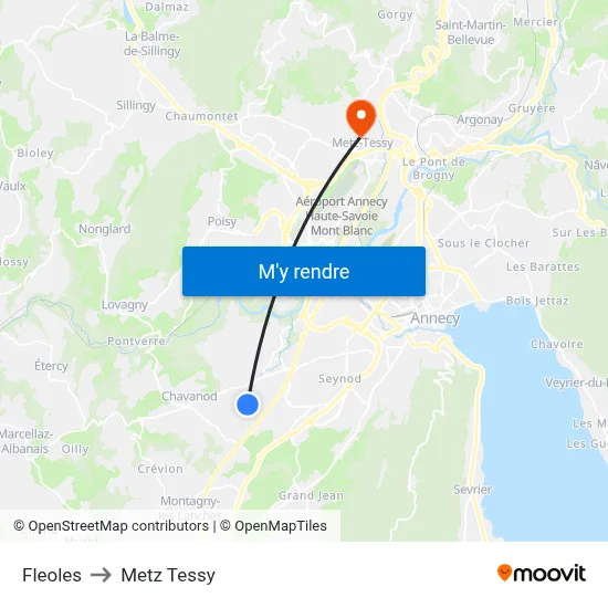 Fleoles to Metz Tessy map