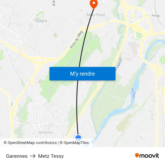 Garennes to Metz Tessy map