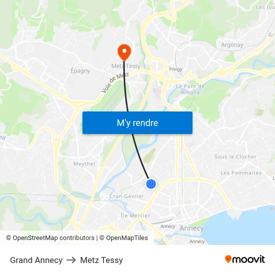 Grand Annecy to Metz Tessy map