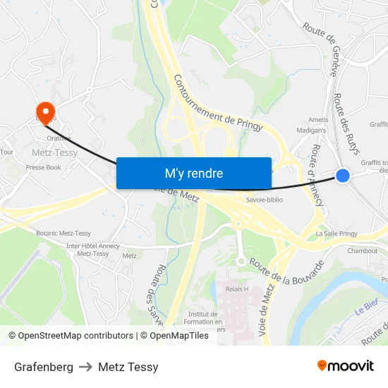 Grafenberg to Metz Tessy map