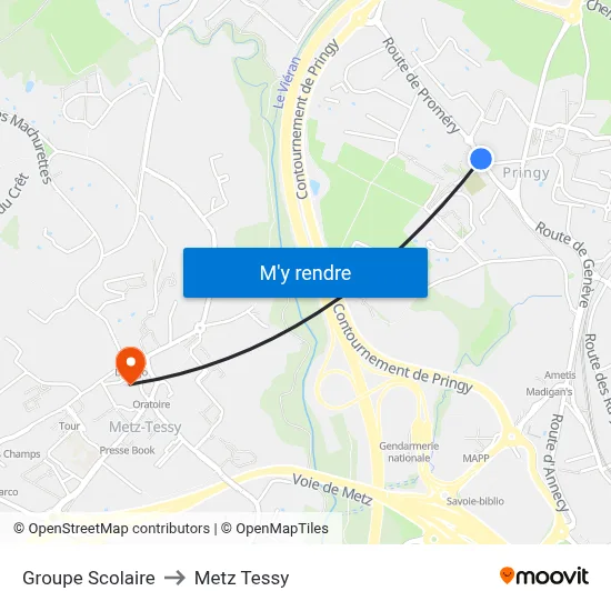 Groupe Scolaire to Metz Tessy map