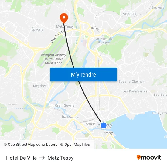 Hotel De Ville to Metz Tessy map