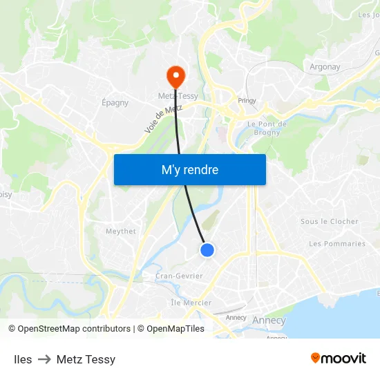 Iles to Metz Tessy map