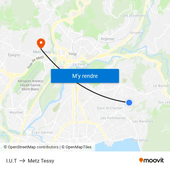 I.U.T to Metz Tessy map