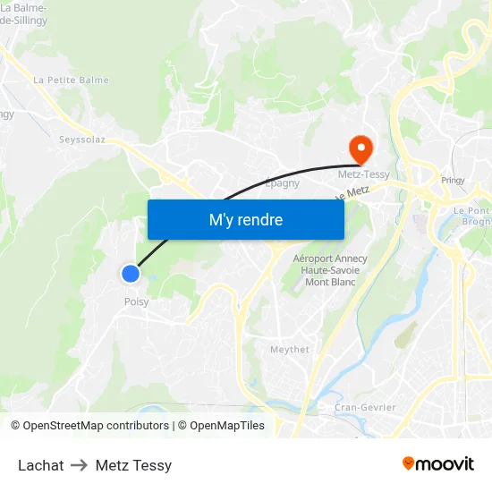 Lachat to Metz Tessy map