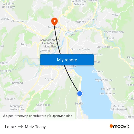 Letraz to Metz Tessy map