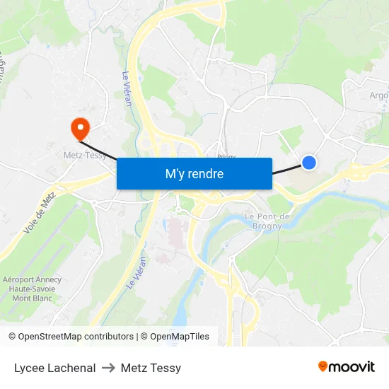 Lycee Lachenal to Metz Tessy map