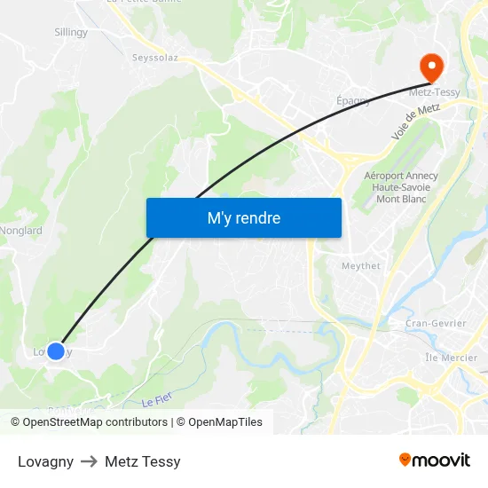 Lovagny to Metz Tessy map