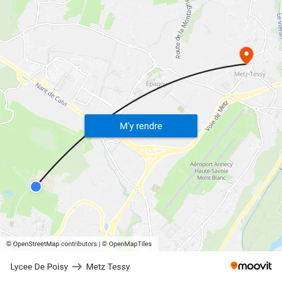 Lycee De Poisy to Metz Tessy map